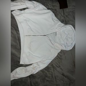 Hollister crop white hoodie jacket size L